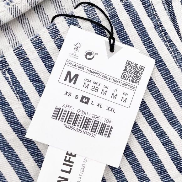 NEW Zara Striped Denim Crop Top Blue & White Sleeveless Square Neck Size Medium - Picture 7 of 14